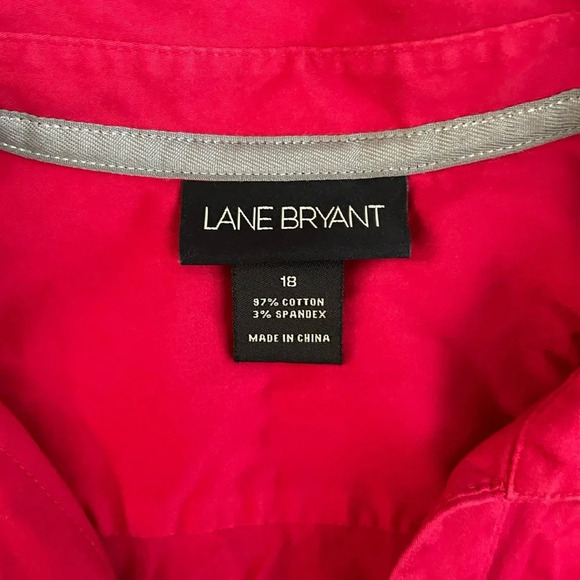 Lane Bryant pink cotton button down shirt size 18 - Picture 3 of 7